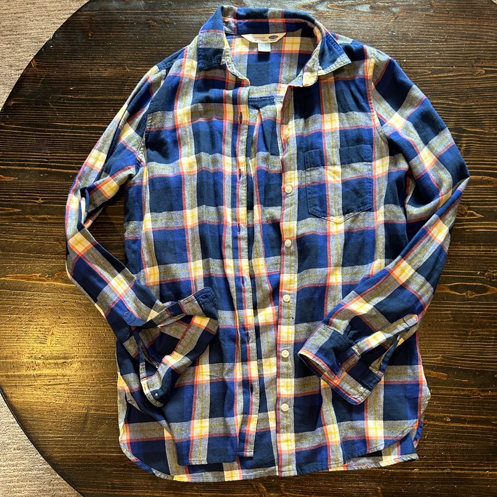 Old Navy Blue Plaid Flannel Shirt